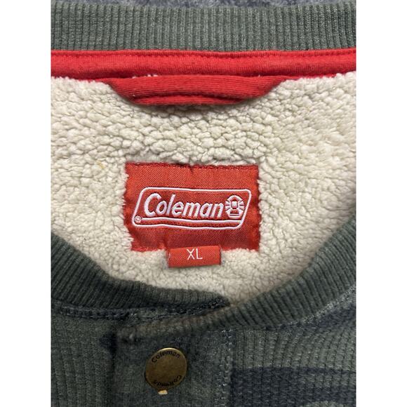 Coleman Lined Henley 1/4 Snap Bonded Waffle Sherpa Shirt Olive Camo Mens XL - Picture 5 of 7